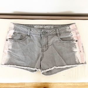 Gray Jean Shorts Pink Paint Side Stripe